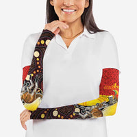 Australia and Papua New Guinea Together Arm Sleeves Bird-of-paradise and Kangaroo with Oro Tapa and Aboriginal Art Motifs - Polynesian Pride