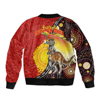 Australia and Papua New Guinea Together Bomber Jacket Bird-of-paradise and Kangaroo with Oro Tapa and Aboriginal Art Motifs - Polynesian Pride