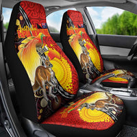 Australia and Papua New Guinea Together Car Seat Cover Bird-of-paradise and Kangaroo with Oro Tapa and Aboriginal Art Motifs - Polynesian Pride
