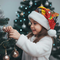 Australia and Papua New Guinea Together Christmas Santa Hat Bird-of-paradise and Kangaroo with Oro Tapa and Aboriginal Art Motifs - Polynesian Pride