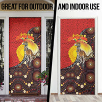 Australia and Papua New Guinea Together Door Cover Bird-of-paradise and Kangaroo with Oro Tapa and Aboriginal Art Motifs - Polynesian Pride