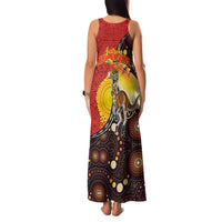 Australia and Papua New Guinea Together Family Matching Tank Maxi Dress and Hawaiian Shirt Bird-of-paradise and Kangaroo with Oro Tapa and Aboriginal Art Motifs - Polynesian Pride