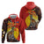 Australia and Papua New Guinea Together Hoodie Bird-of-paradise and Kangaroo with Oro Tapa and Aboriginal Art Motifs - Polynesian Pride