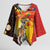 Australia and Papua New Guinea Together Kimono Sleeve Blouse Bird-of-paradise and Kangaroo with Oro Tapa and Aboriginal Art Motifs - Polynesian Pride