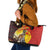 Australia and Papua New Guinea Together Leather Tote Bag Bird-of-paradise and Kangaroo with Oro Tapa and Aboriginal Art Motifs - Polynesian Pride