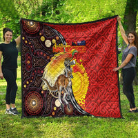 Australia and Papua New Guinea Together Quilt Bird-of-paradise and Kangaroo with Oro Tapa and Aboriginal Art Motifs - Polynesian Pride