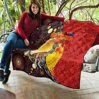 Australia and Papua New Guinea Together Quilt Bird-of-paradise and Kangaroo with Oro Tapa and Aboriginal Art Motifs - Polynesian Pride