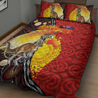 Australia and Papua New Guinea Together Quilt Bed Set Bird-of-paradise and Kangaroo with Oro Tapa and Aboriginal Art Motifs - Polynesian Pride