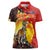 Australia and Papua New Guinea Together Women Polo Shirt Bird-of-paradise and Kangaroo with Oro Tapa and Aboriginal Art Motifs - Polynesian Pride