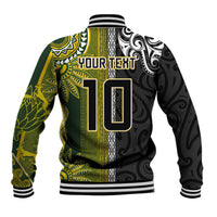 Custom Rugby New Zealand and South Africa Baseball Jacket Greatest Rivalry Silver Fern and Antelope
