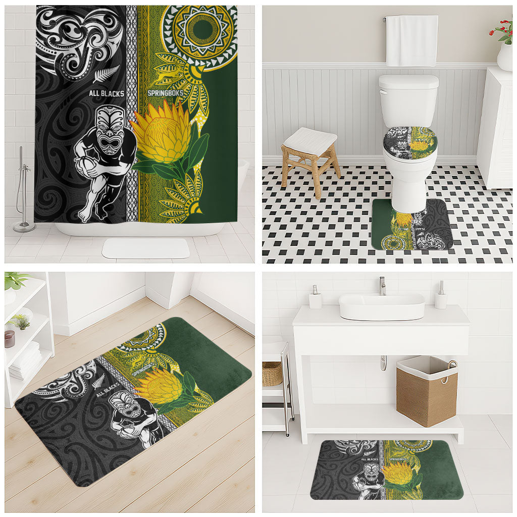 Rugby New Zealand and South Africa Bathroom Set Greatest Rivalry Silver Fern and Antelope
