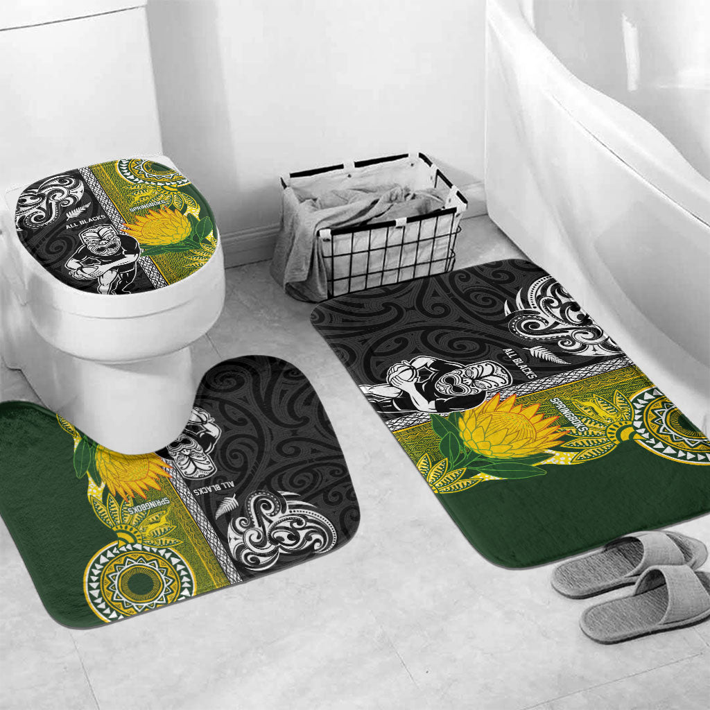 Rugby New Zealand and South Africa Bathroom Set Greatest Rivalry Silver Fern and Antelope