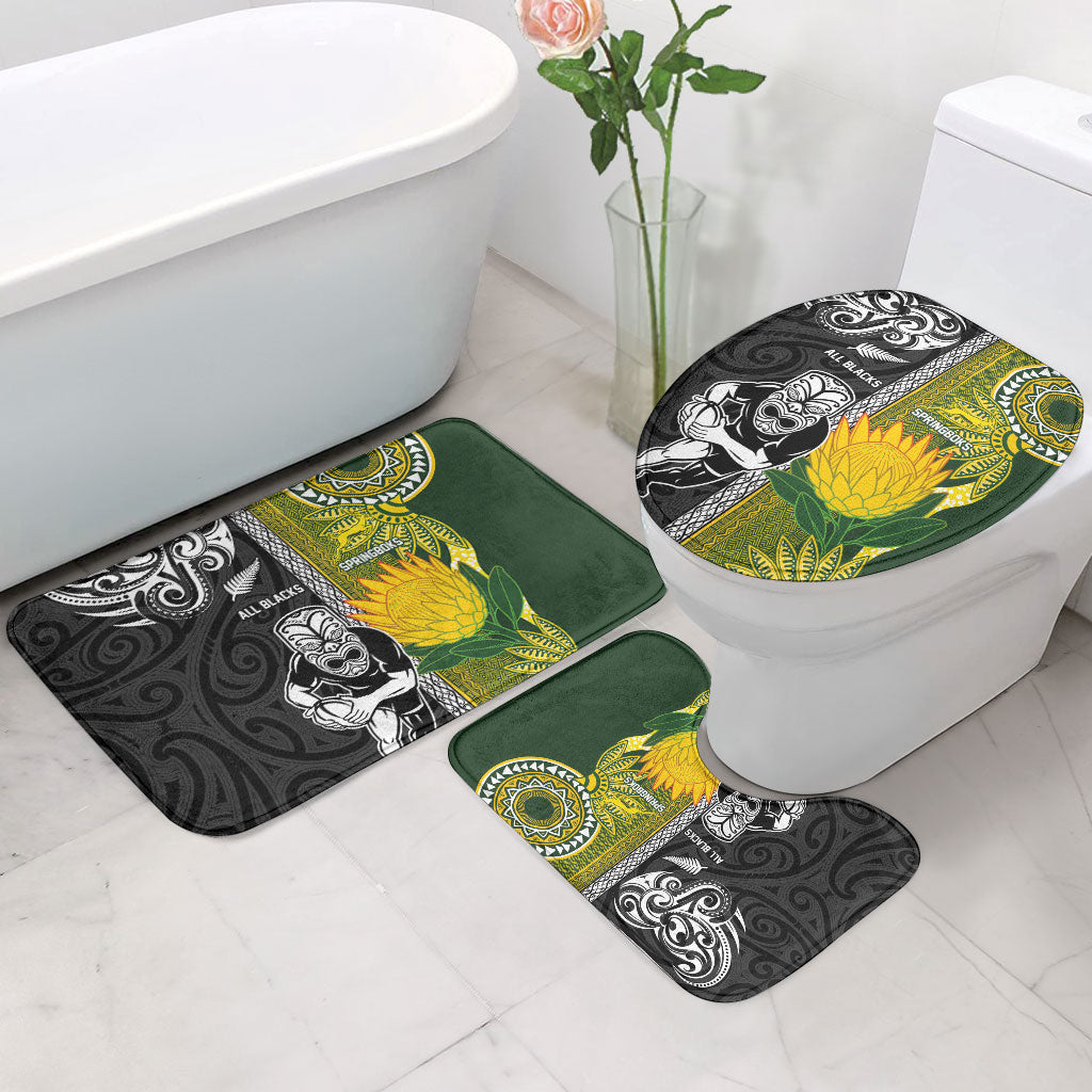 Rugby New Zealand and South Africa Bathroom Set Greatest Rivalry Silver Fern and Antelope