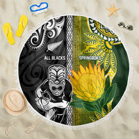 Rugby New Zealand and South Africa Beach Blanket Greatest Rivalry Silver Fern and Antelope