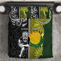 Rugby New Zealand and South Africa Bedding Set Greatest Rivalry Silver Fern and Antelope