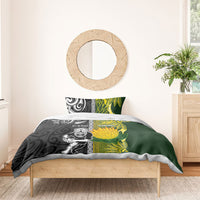 Rugby New Zealand and South Africa Bedding Set Greatest Rivalry Silver Fern and Antelope