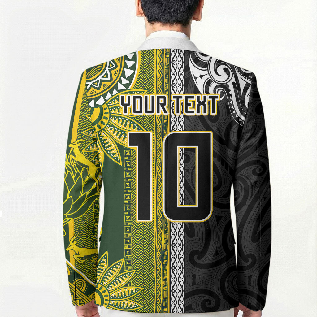 Custom Rugby New Zealand and South Africa Blazer Greatest Rivalry Silver Fern and Antelope