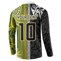 Custom Rugby New Zealand and South Africa Button Sweatshirt Greatest Rivalry Silver Fern and Antelope