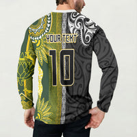 Custom Rugby New Zealand and South Africa Button Sweatshirt Greatest Rivalry Silver Fern and Antelope