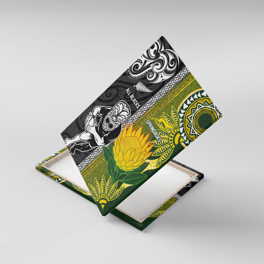Rugby New Zealand and South Africa Canvas Wall Art Greatest Rivalry Silver Fern and Antelope