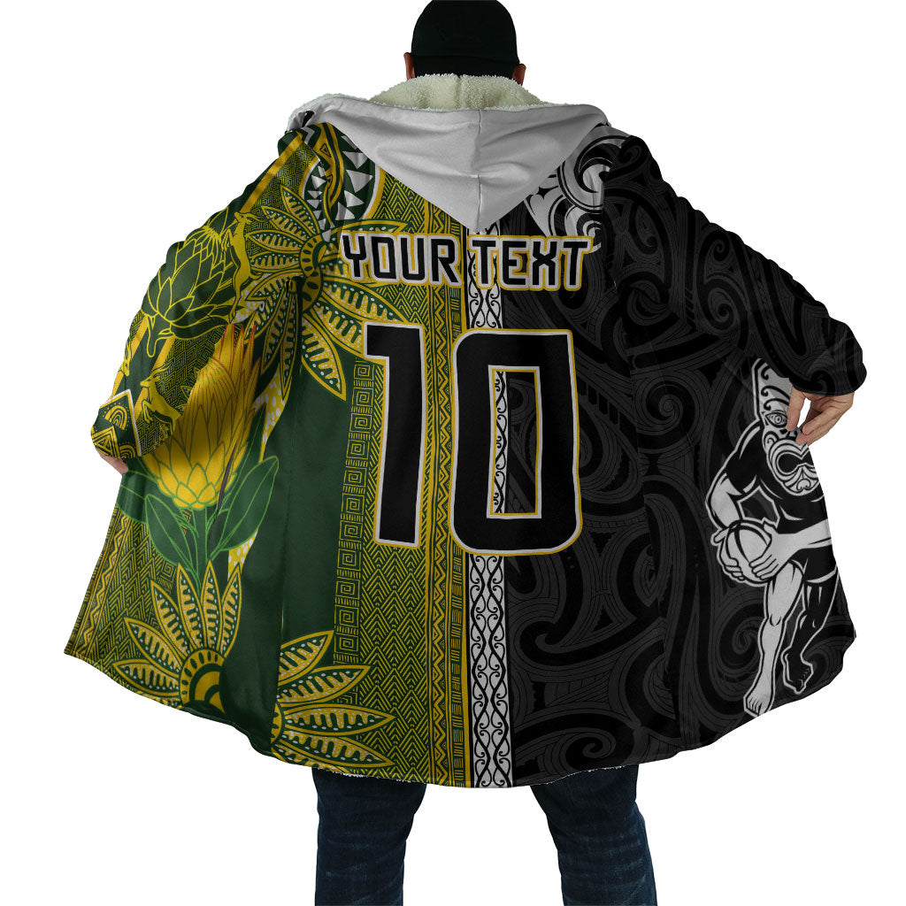 Custom Rugby New Zealand and South Africa Cloak Greatest Rivalry Silver Fern and Antelope