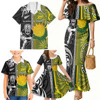 Custom Rugby New Zealand and South Africa Family Matching Mermaid Dress and Hawaiian Shirt Greatest Rivalry Silver Fern and Antelope