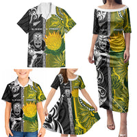 Custom Rugby New Zealand and South Africa Family Matching Puletasi and Hawaiian Shirt Greatest Rivalry Silver Fern and Antelope