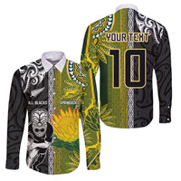 Custom Rugby New Zealand and South Africa Family Matching Puletasi and Hawaiian Shirt Greatest Rivalry Silver Fern and Antelope