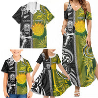Custom Rugby New Zealand and South Africa Family Matching Summer Maxi Dress and Hawaiian Shirt Greatest Rivalry Silver Fern and Antelope