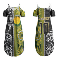 Custom Rugby New Zealand and South Africa Family Matching Summer Maxi Dress and Hawaiian Shirt Greatest Rivalry Silver Fern and Antelope