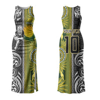 Custom Rugby New Zealand and South Africa Family Matching Tank Maxi Dress and Hawaiian Shirt Greatest Rivalry Silver Fern and Antelope