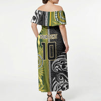 Custom Rugby New Zealand and South Africa Off Shoulder Maxi Dress Greatest Rivalry Silver Fern and Antelope