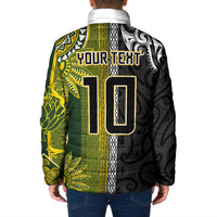 Custom Rugby New Zealand and South Africa Padded Jacket Greatest Rivalry Silver Fern and Antelope