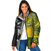 Custom Rugby New Zealand and South Africa Padded Jacket Greatest Rivalry Silver Fern and Antelope