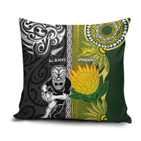 Rugby New Zealand and South Africa Pillow Cover Greatest Rivalry Silver Fern and Antelope