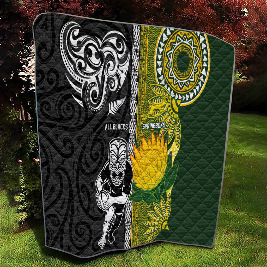 Rugby New Zealand and South Africa Quilt Greatest Rivalry Silver Fern and Antelope