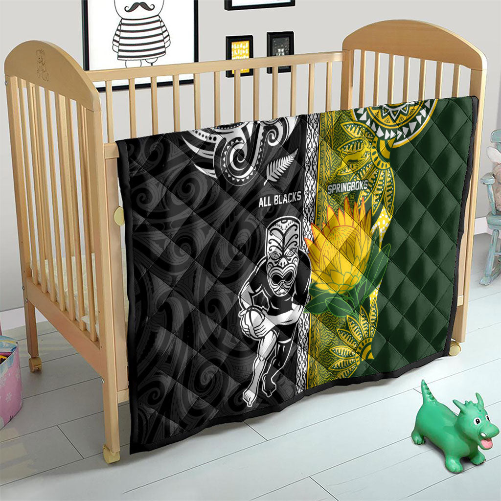 Rugby New Zealand and South Africa Quilt Greatest Rivalry Silver Fern and Antelope