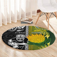 Rugby New Zealand and South Africa Round Carpet Greatest Rivalry Silver Fern and Antelope
