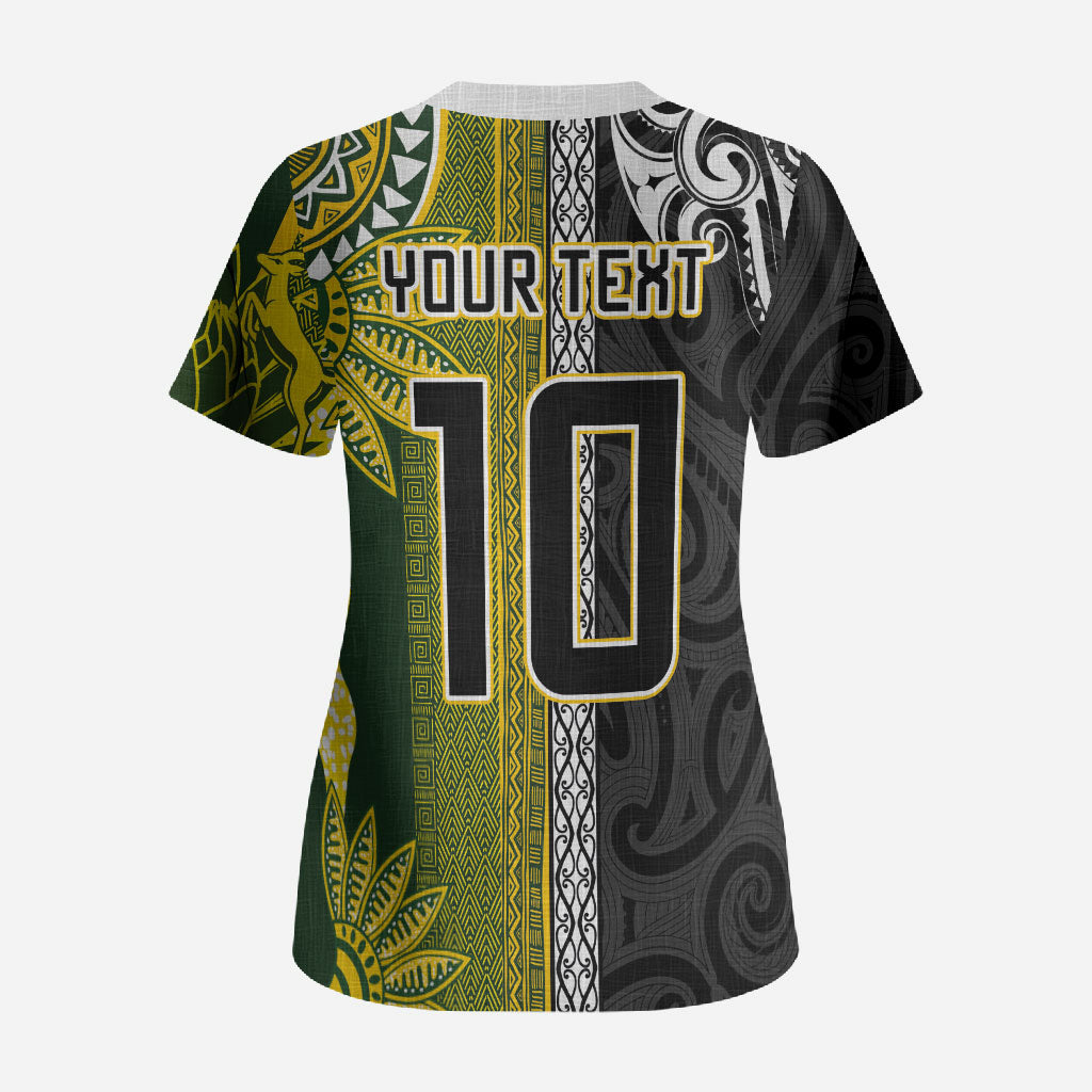 Custom Rugby New Zealand and South Africa Scrub Top Greatest Rivalry Silver Fern and Antelope