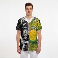 Custom Rugby New Zealand and South Africa Scrub Top Greatest Rivalry Silver Fern and Antelope
