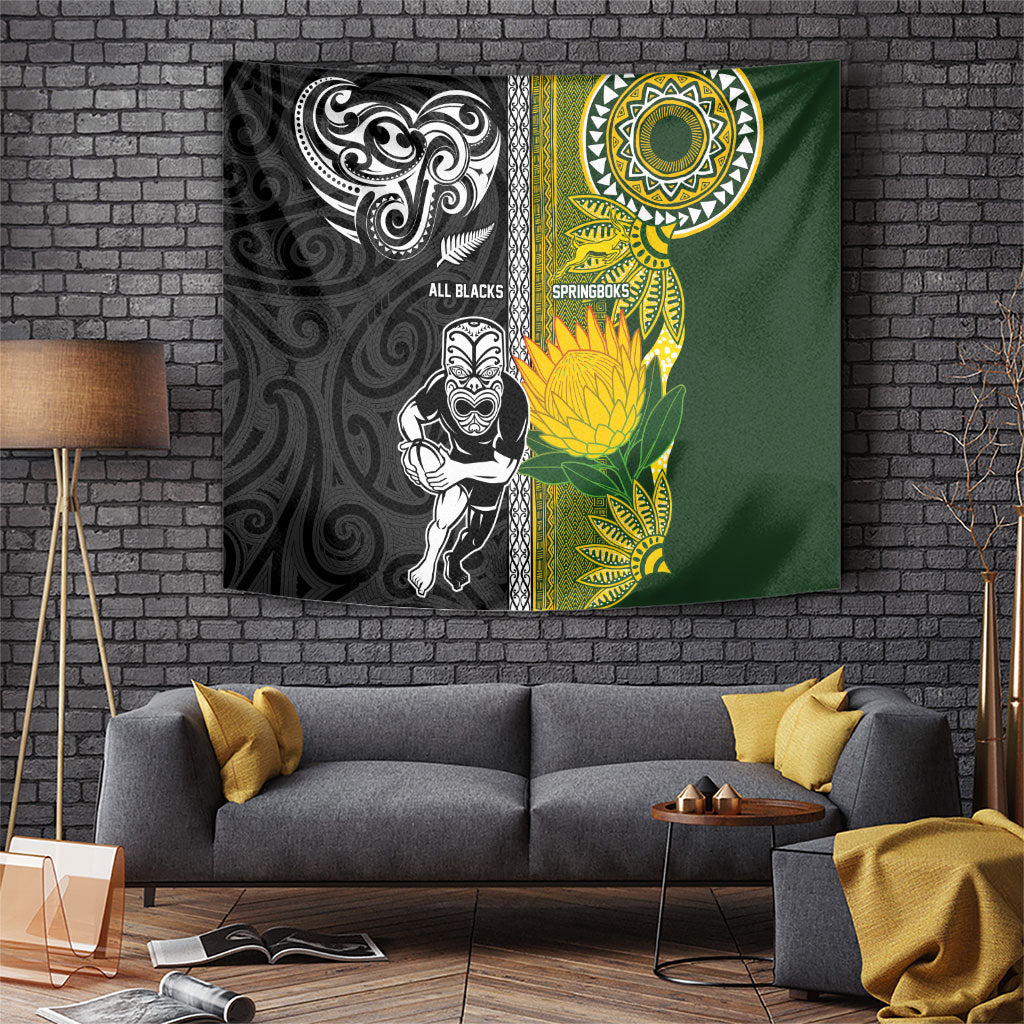 Rugby New Zealand and South Africa Tapestry Greatest Rivalry Silver Fern and Antelope