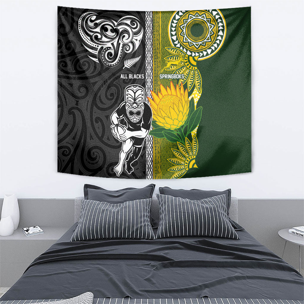 Rugby New Zealand and South Africa Tapestry Greatest Rivalry Silver Fern and Antelope