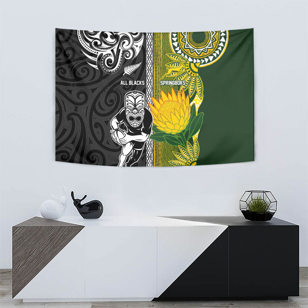 Rugby New Zealand and South Africa Tapestry Greatest Rivalry Silver Fern and Antelope