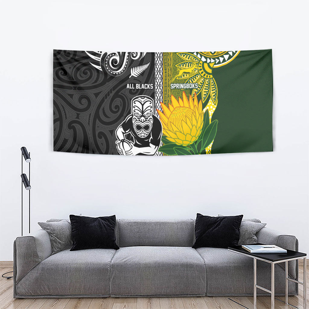 Rugby New Zealand and South Africa Tapestry Greatest Rivalry Silver Fern and Antelope