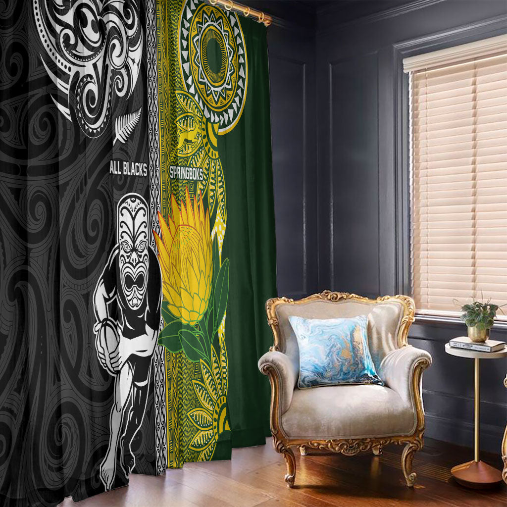 Rugby New Zealand and South Africa Window Curtain Greatest Rivalry Silver Fern and Antelope