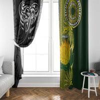 Rugby New Zealand and South Africa Window Curtain Greatest Rivalry Silver Fern and Antelope