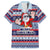 Fiji Christmas Hawaiian Shirt Fijian Santa and Coat of Arms Mix Tapa Pattern Striped Style LT03 Blue - Polynesian Pride