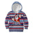 Fiji Christmas Kid Hoodie Fijian Santa and Coat of Arms Mix Tapa Pattern Striped Style LT03 Blue - Polynesian Pride