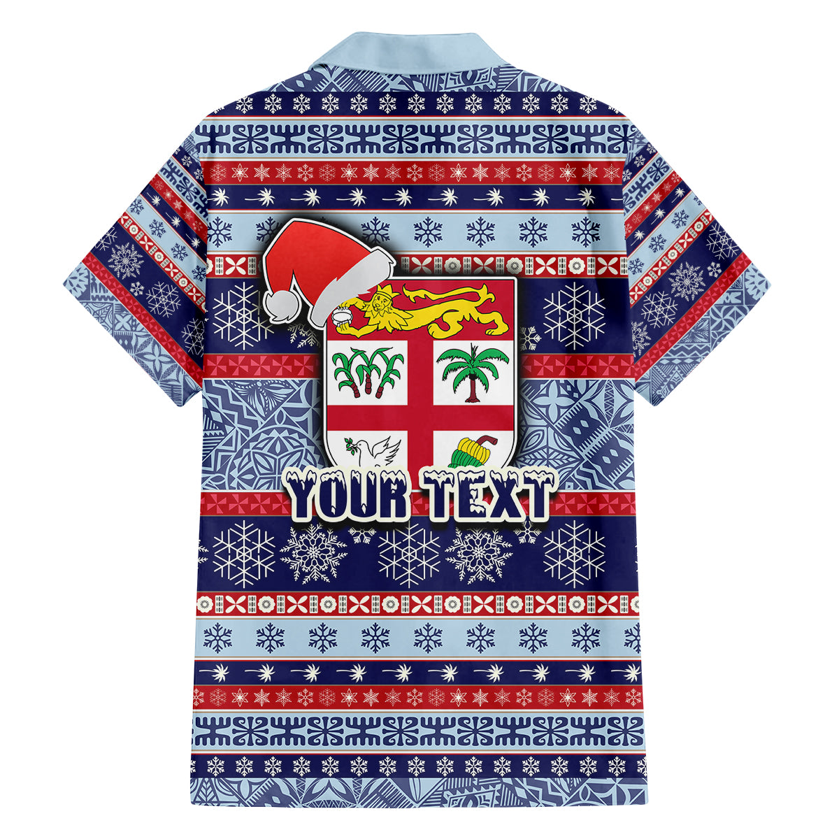 Custom Fiji Christmas Family Matching Off Shoulder Maxi Dress and Hawaiian Shirt Fijian Santa and Coat of Arms Mix Tapa Pattern Striped Style LT03 - Polynesian Pride