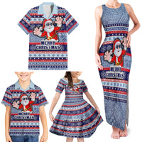 Custom Fiji Christmas Family Matching Tank Maxi Dress and Hawaiian Shirt Fijian Santa and Coat of Arms Mix Tapa Pattern Striped Style LT03 - Polynesian Pride